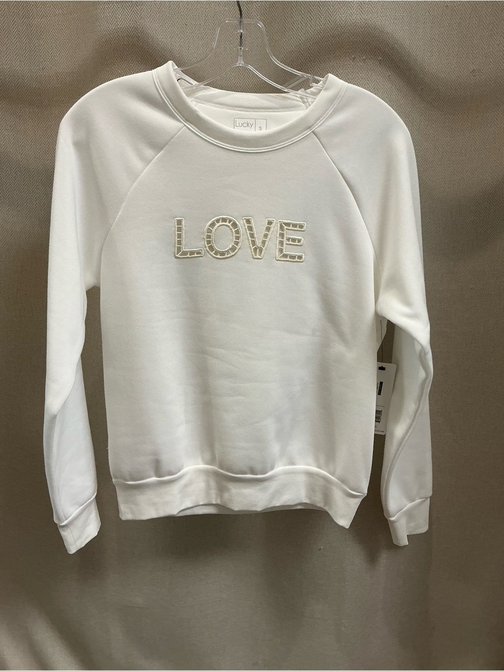 Lucky in Love White 'LOVE' Sweatshirt
